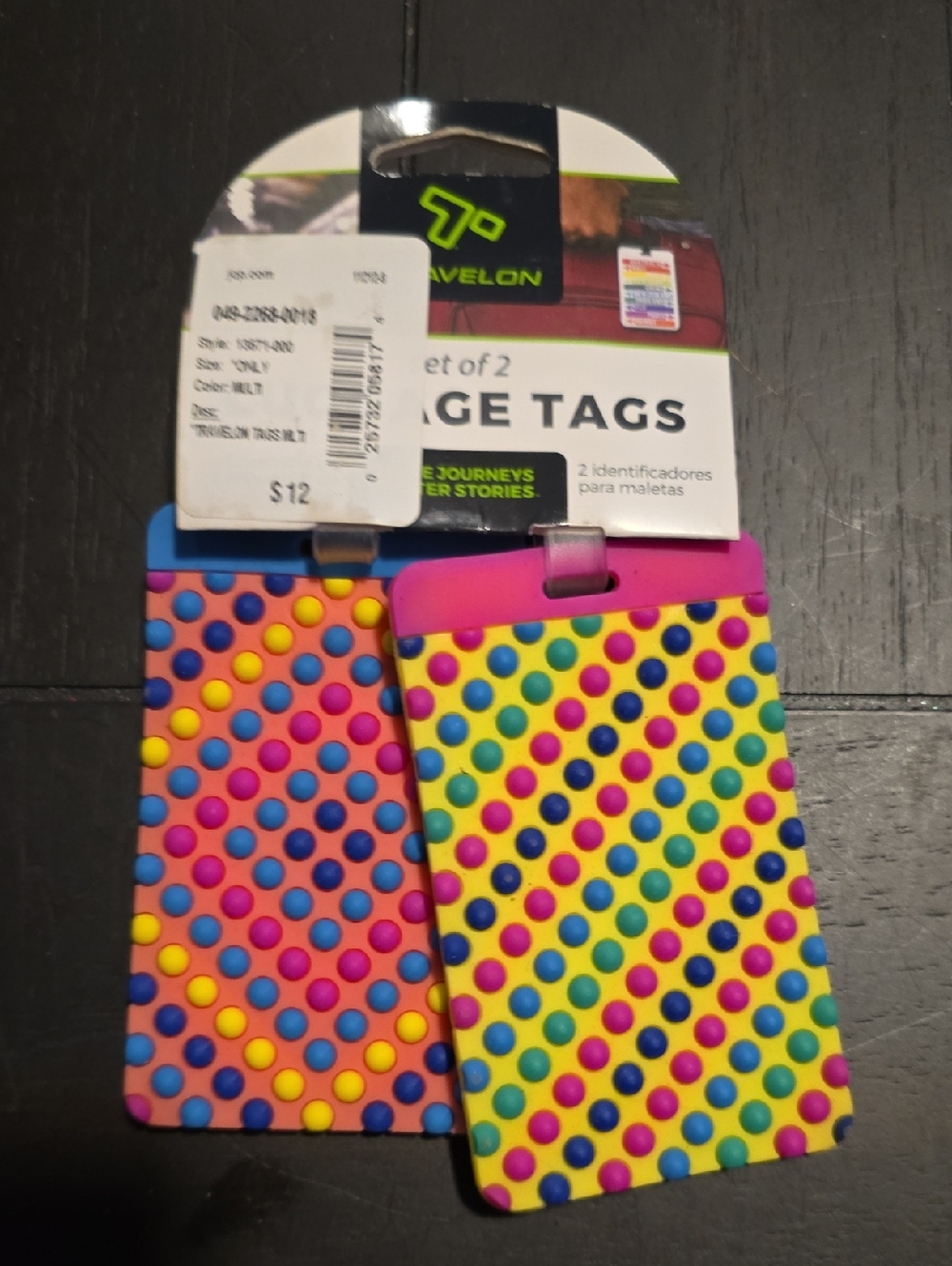 Travelon Multicolor Dot Silicone Luggage Tags - Set of 2